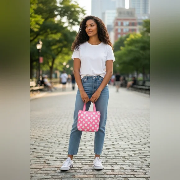 Kate Spade Pink & White Polka Dot Insulated Lunch Tote - Picture 2 of 12